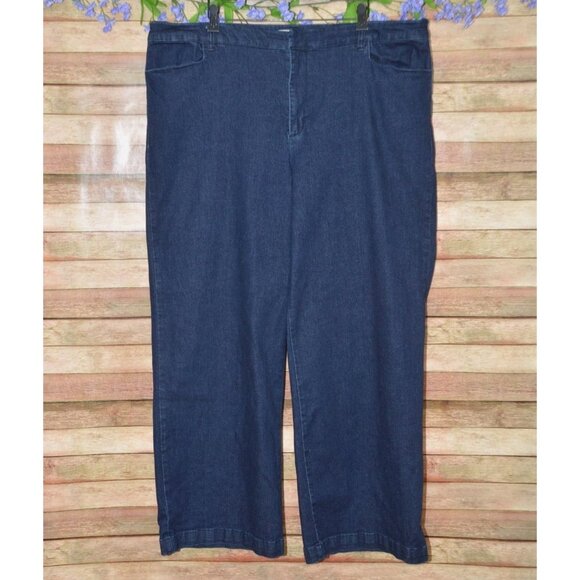 Eloquii Women's Dark Wash Denim Wide Leg Blue Jeans Size 22L High Rise Casual - Picture 1 of 8